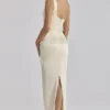 Caprice Lemon One Shoulder Satin Maxi Kjoler