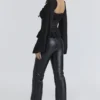 Cara svart langermet georgette-peplum-topper