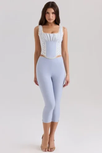 Carella blå stretch-twill-capribukser med tettsittende passform