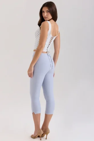 Carella blå stretch-twill-capribukser med tettsittende passform