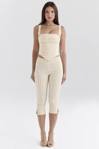 Carella Gingerbread Gingham Capri-bukser