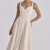 Carlotta Vintage Ivory Twill Silhouette Midi-kjoler