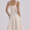 Carlotta Vintage Ivory Twill Silhouette Midi-kjoler