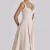 Carlotta Vintage Ivory Twill Silhouette Midi-kjoler