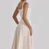 Carlotta Vintage Ivory Twill Silhouette Midi-kjoler
