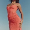 Carmella Coral Maxi-kjol med håndbroderte detaljer