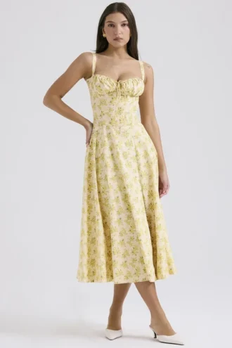 Carmen Buttercup vintage blomstertrykk bomulls bustier-sommerkjole