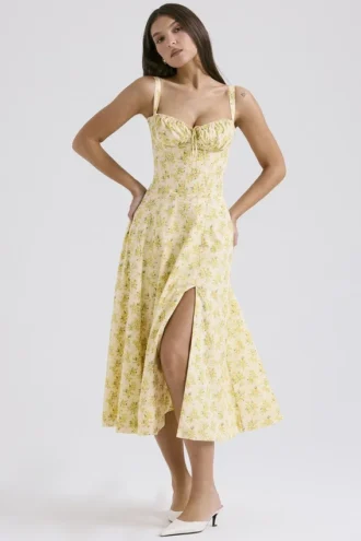 Carmen Buttercup vintage blomstertrykk bomulls bustier-sommerkjole