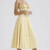 Carmen Buttercup vintage blomstertrykk bomulls bustier-sommerkjole