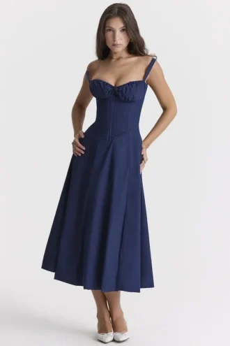 Carmen French Navy Bustier Sommerkjoler