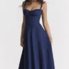 Carmen French Navy Bustier Sommerkjoler