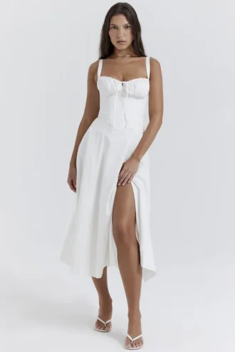 Carmen hvit bustier-sommerkjole