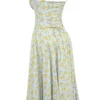 Carmen myk blå vintage blomstertrykk bomulls bustier-sommerkjole