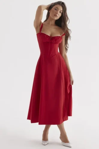 Carmen Red Rose Bustier Sommerkjoler