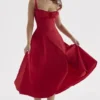 Carmen Red Rose Bustier Sommerkjoler