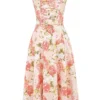 Carmen rosa peon-printet bomullsbustier-sommerkjoler