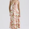Carmen rosa peon-printet bomullsbustier-sommerkjoler