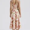 Carmen rosa peon-printet bomullsbustier-sommerkjoler