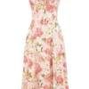 Carmen rosa peon-printet bomullsbustier-sommerkjoler