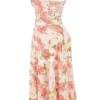 Carmen rosa peon-printet bomullsbustier-sommerkjoler