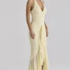 Carmine Lemon Mesh Silhouette Maxi-kjoler
