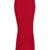 Cassidy Holly Red Mesh Maxi Skjørt med fløtet fald