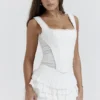 Catalina hvit broderie anglaise-korsetter