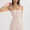 Cate Crystal Ruched Mesh Mini Kjoler
