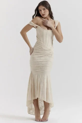 Cesca Vintage kremfarget maxi-kjolelook med blomstermønster