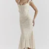 Cesca Vintage kremfarget maxi-kjolelook med blomstermønster