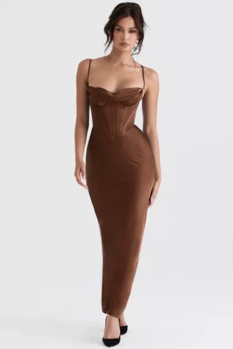 Charmaine Chocolate korsetter-maxidress