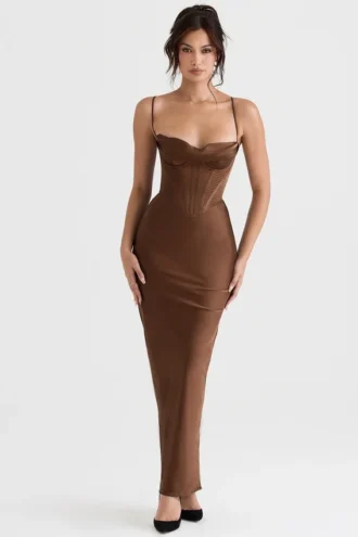 Charmaine Chocolate korsetter-maxidress