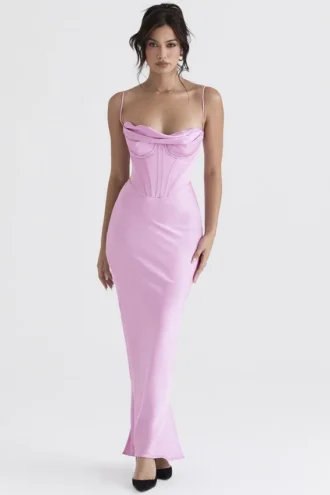 Charmaine rosa korsetter-maxidress