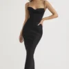 Charmaine svart korsetter-maxidress