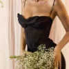 Charmaine svart korsetter-maxidress