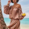 Chaya Hazelnut Off Shoulder Kjoler