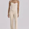 Chiara Vintage Ivory Crepe Straight Leg Bukser