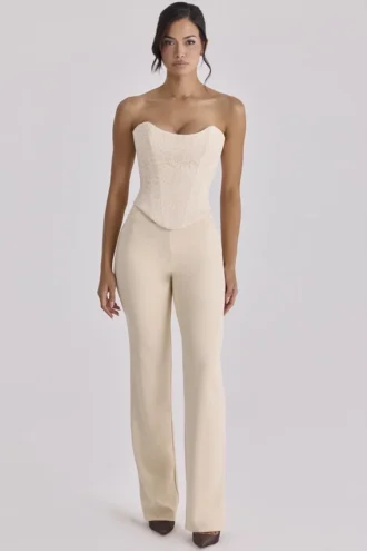 Chiara Vintage Ivory Crepe Straight Leg Bukser