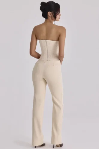 Chiara Vintage Ivory Crepe Straight Leg Bukser
