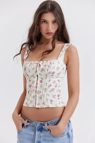 Chicca Rose Print Floral Topper
