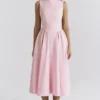 Cindy Ballerina Pink Twill Midi Sommerkjoler