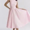 Cindy Ballerina Pink Twill Midi Sommerkjoler
