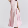 Cindy Ballerina Pink Twill Midi Sommerkjoler
