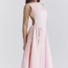Cindy Ballerina Pink Twill Midi Sommerkjoler