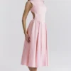 Cindy Ballerina Pink Twill Midi Sommerkjoler