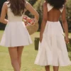Cindy hvit twill midilengde sommerkjole