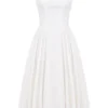 Cindy hvit twill midilengde sommerkjole