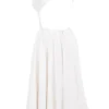 Cindy hvit twill midilengde sommerkjole