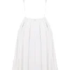 Cindy hvit twill midilengde sommerkjole