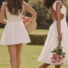 Cindy hvit twill midilengde sommerkjole